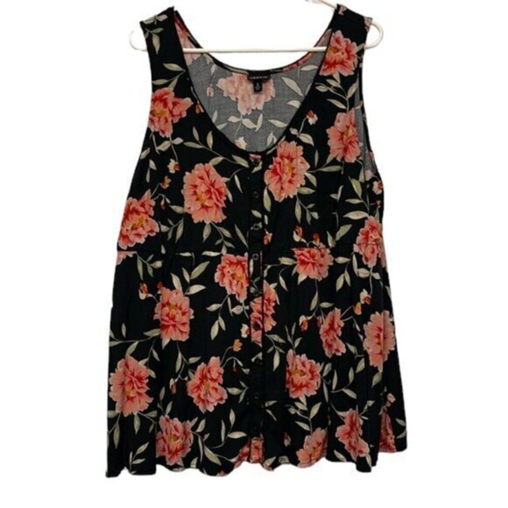 Plus Size Torrid Babydoll Stretch Challis Buttoned Tank Size 3 EUC #7713